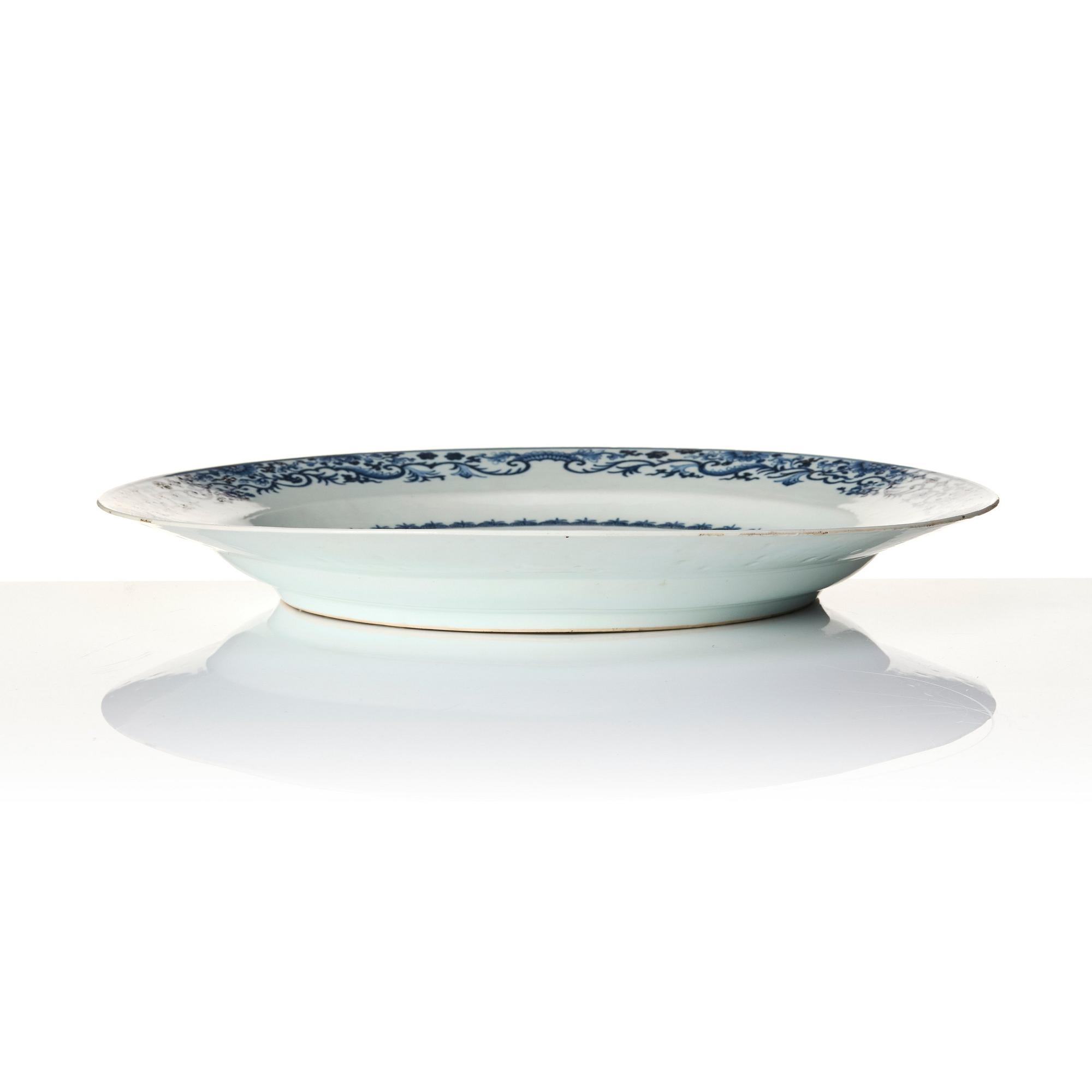 A large blue and white charger, Qing dynasty, Qianlong (1736-95).