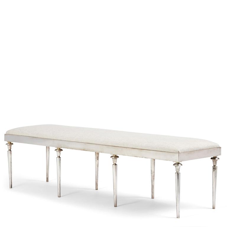 Torkov, a silver-plated metal bench, Illums Bolighus, Denmark, 1930s.