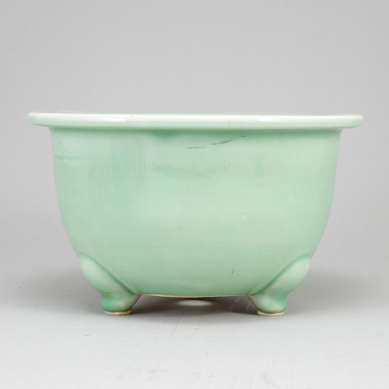 A celadon glazed flower pot, China, 20th Century.