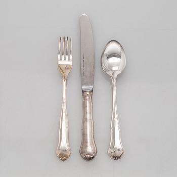 An 56-piece set of 'Chippendale' silver cutlery, Finnish hallmarks.