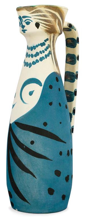 A Pablo Picasso "Femme" faience jug, Madoura, France 1955.