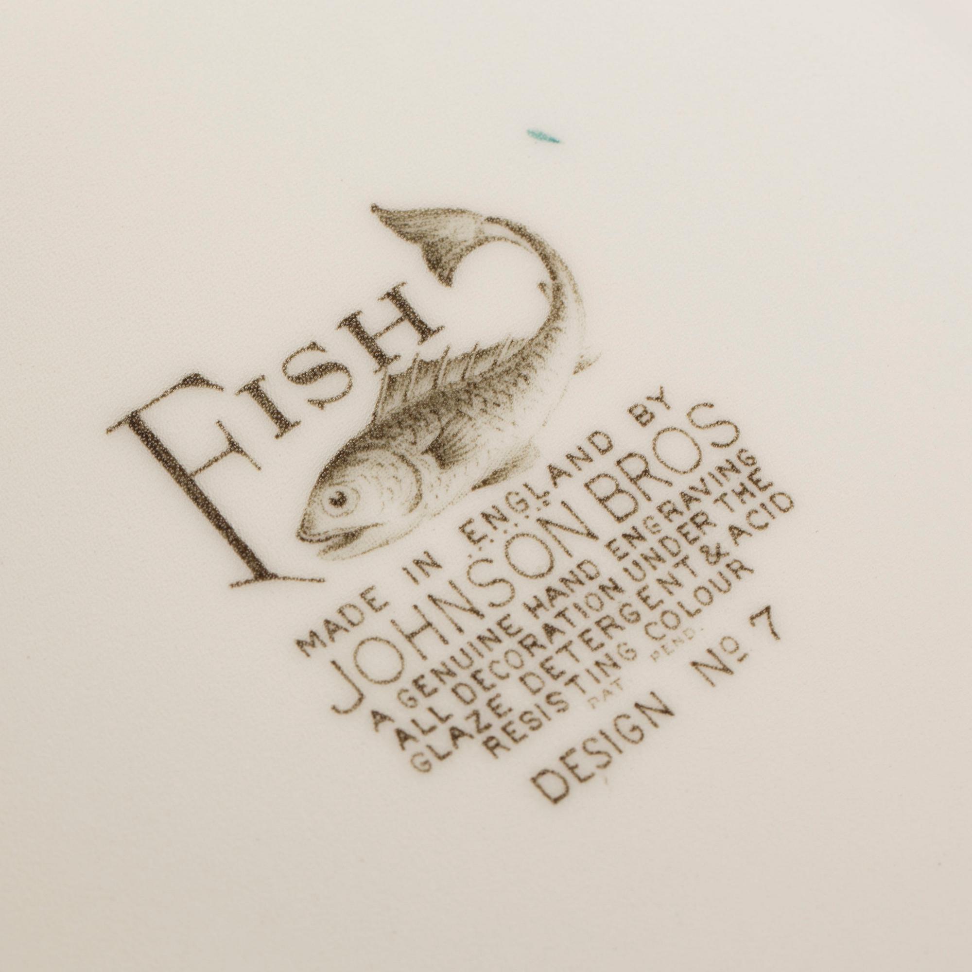 SERVIS, 14 delar, "Fish", Johnson bros England, flintgods, 1900-talets andra hälft.