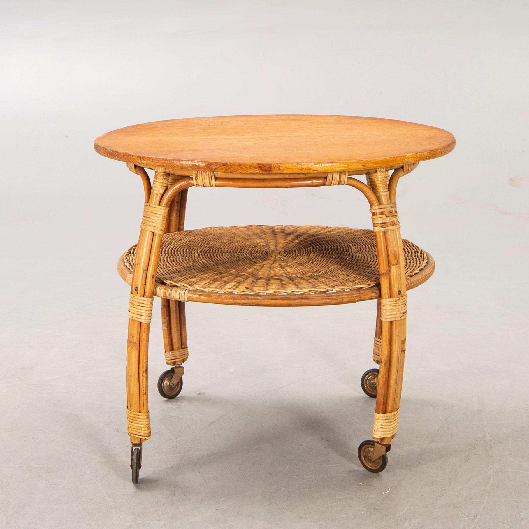 Armchairs a pair and table, 1930s-40s.