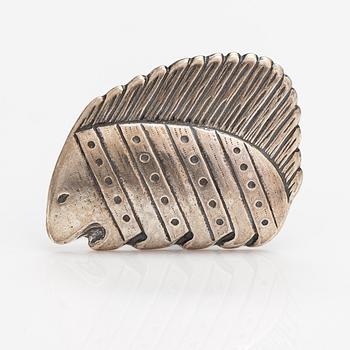 Kirsti Ilvessalo, "Hedgehog", a stelring silver brooch. Kalevala Koru, Helsinki.