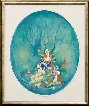 EINAR NERMAN, gouache, sign.