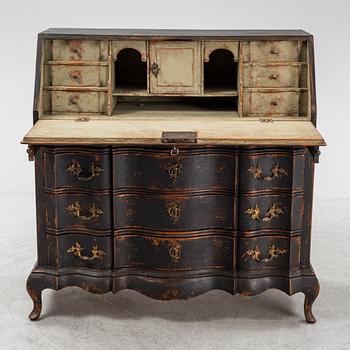 A painted oak Baroque secretaire, 18th Century.