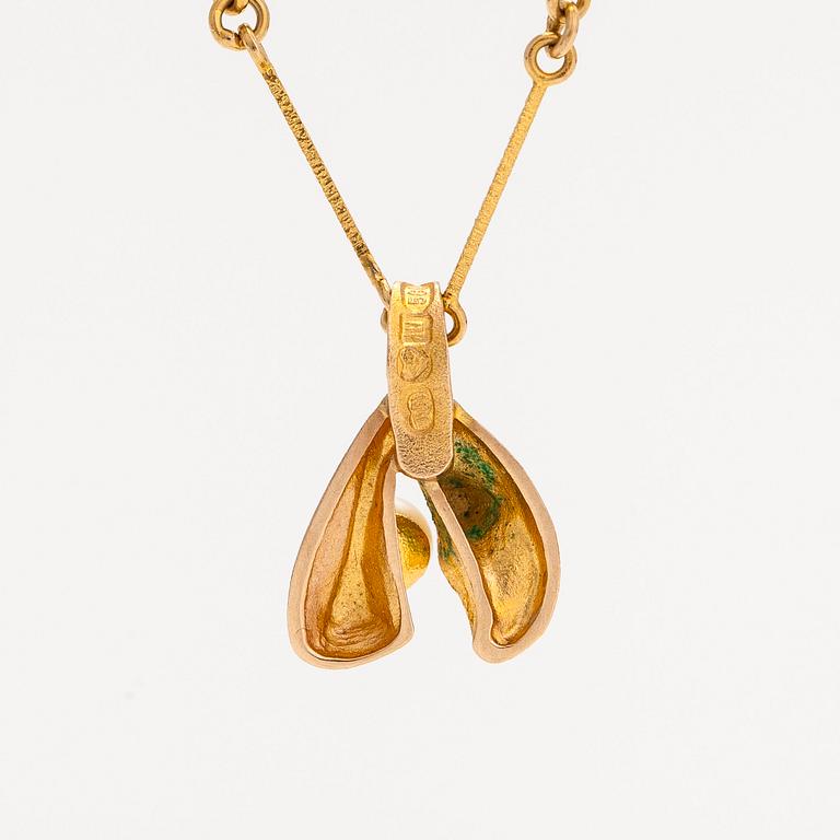 Björn Weckström, A 14K gold and cultured pearl necklace, 'Tundra flower' for Lapponia 1977.