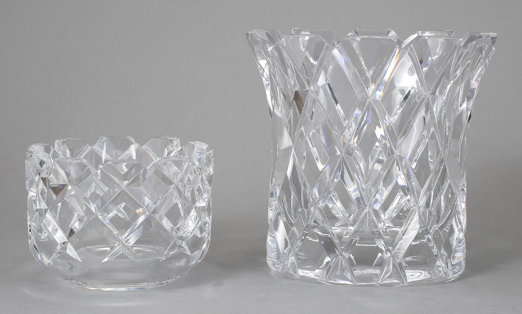 SKÅLAR 2 st SAMT VAS, glas, Sofiero,  Gunnar Cyrén, Orrefors.