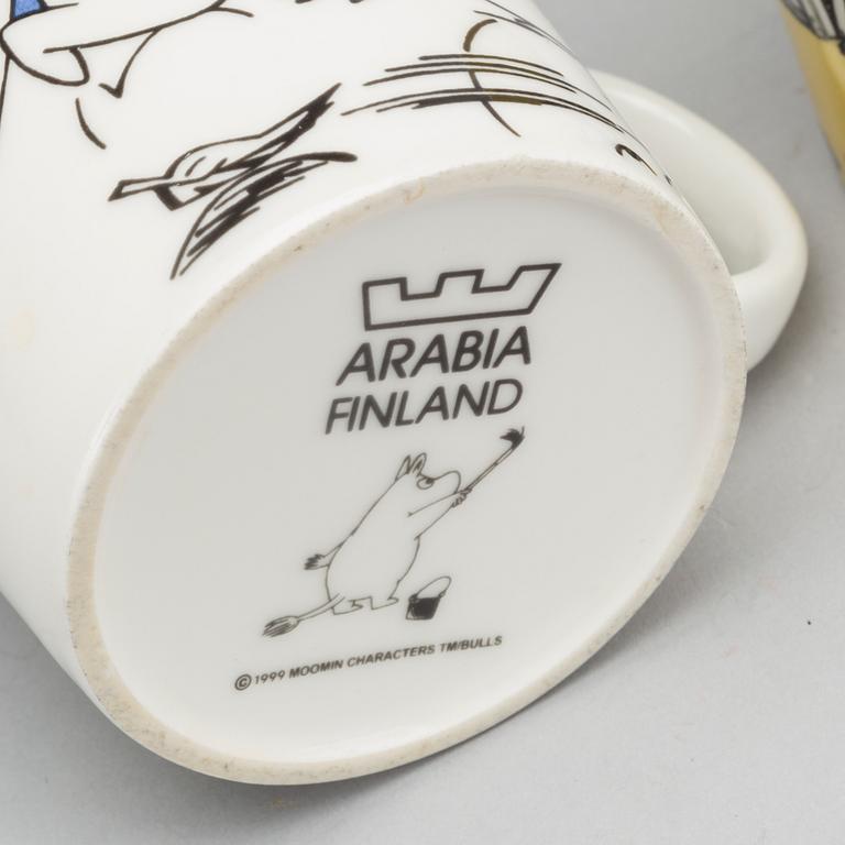 MUGGAR, 3 st, porslin, Moomin Characters, Arabia, Finland, 1990-tal.