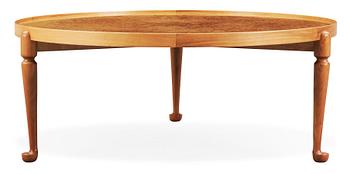 A Josef Frank walnut and burrwood sofa table, Svenkst Tenn, model 2139.