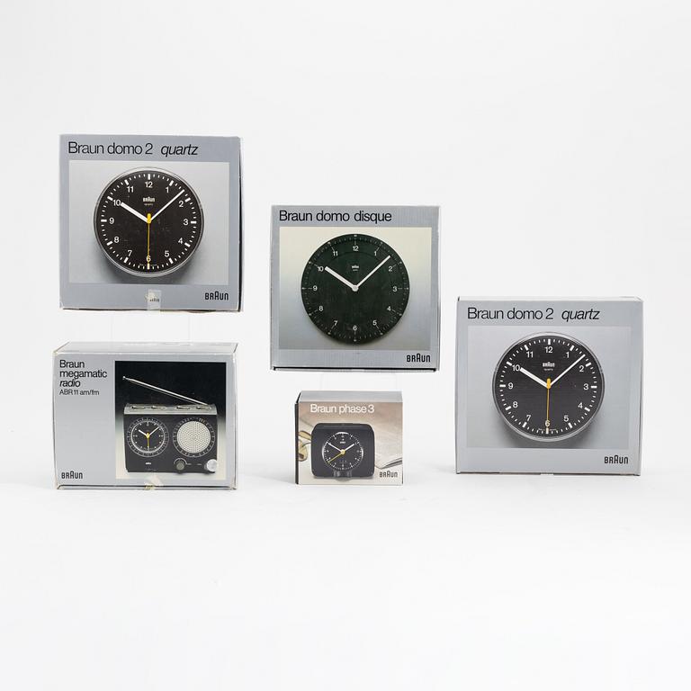 Dietrich Lubs & Dieter Rams, six clocks, Braun.