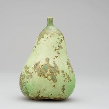 A Hans Hedberg faience sculpture of a pear, Biot, France.
