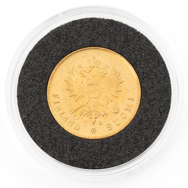 Gold coin, Grand Duchy of Finland, 10 Markka, 1913.