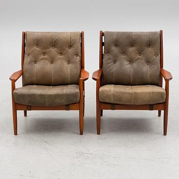 Ingemar Thillmark, fåtöljer, ett par, "Läckö hög", OPE Möbler, 1960's.