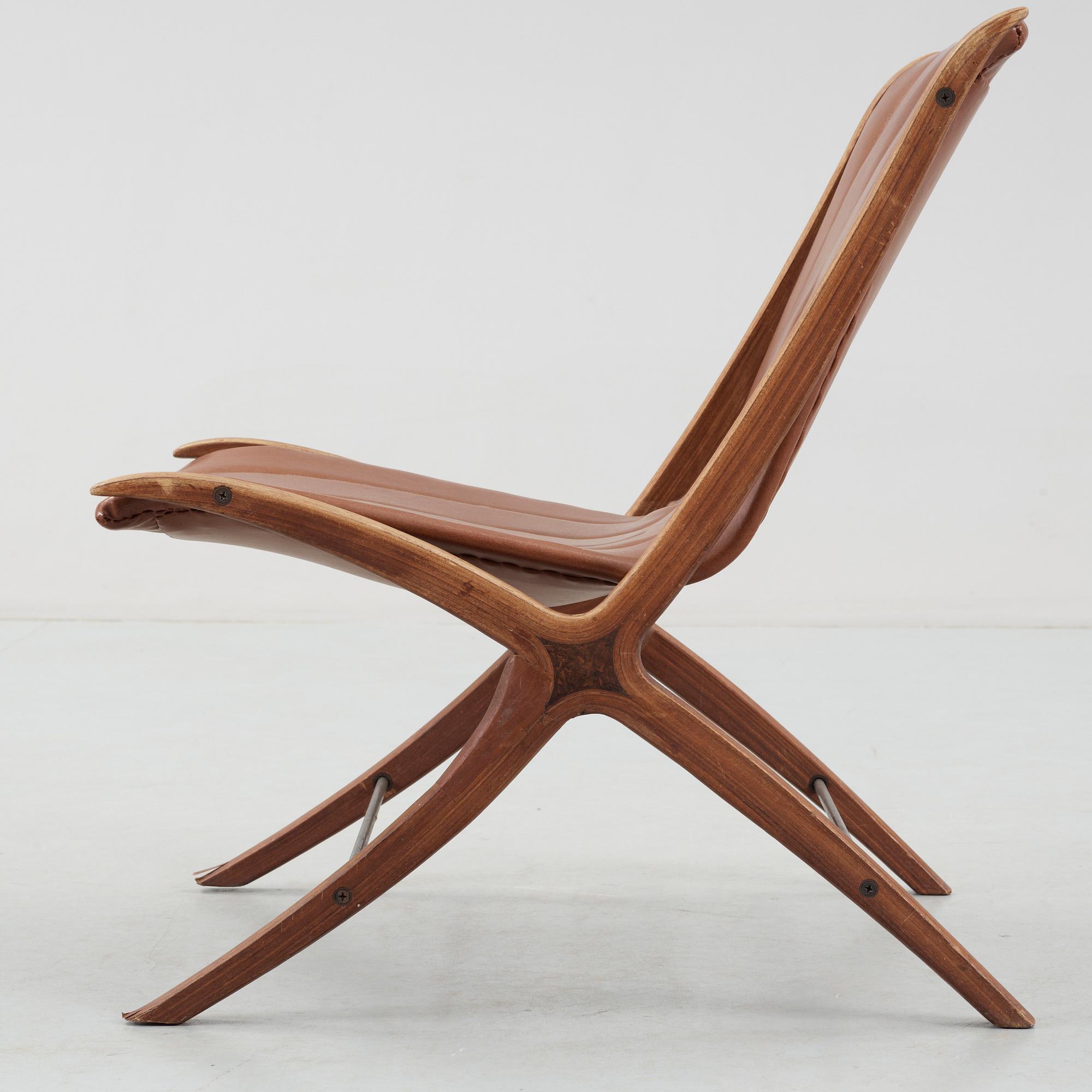 FÅTÖLJ, "The X-Chair", Peter Hvidt, Ola Molgaard-Nielsen. 1950-60-tal.