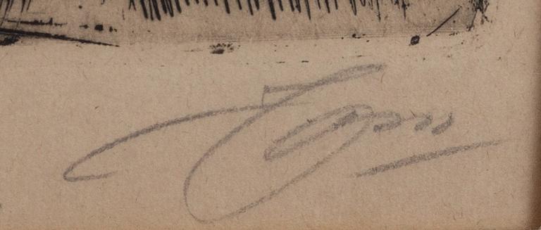 Anders Zorn, a signed etching from 1909.