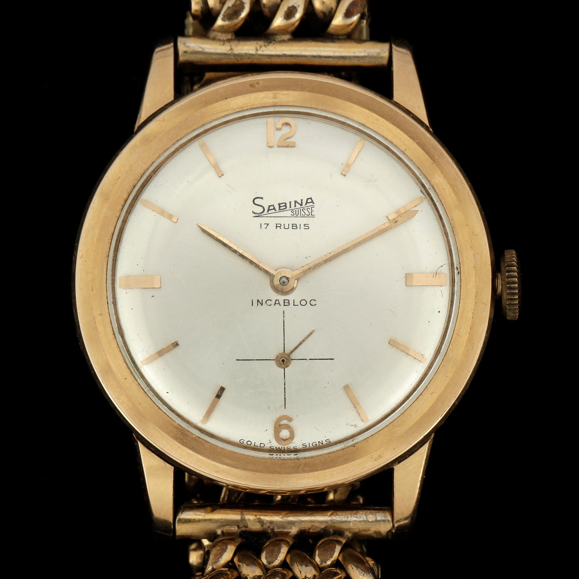 ARMBANDSUR, herr, Sabina, manuell, 18k guld. 1940-tal.