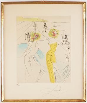 Salvador Dalí, "Femme-fleurs au piano" from mappen "Hippies".