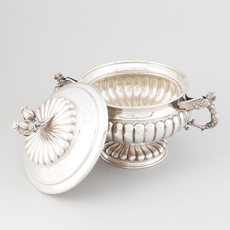 A baroque-style silver thureen, possibly Spain 20th century.