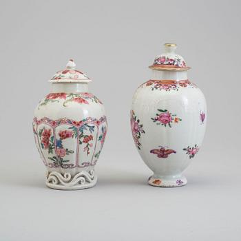 Two famille rose tea caddies, Qing dynasty, Qianlong (1736-95).