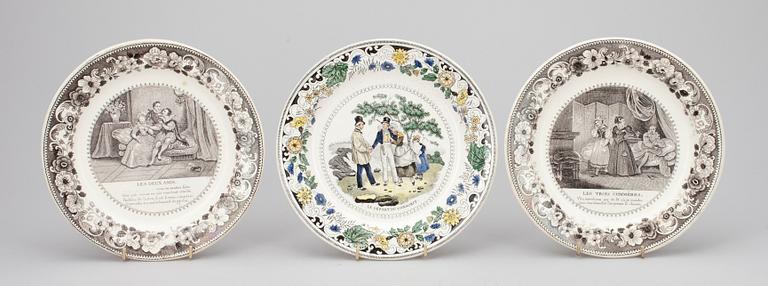 TALLRIKAR, 10+5 st, flintgods, Montereau Frankrike (1827-40).