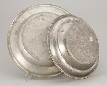 SKÅLFAT, ett par, tenn, bla Sven Ekström Norrköping, 1800-tal.