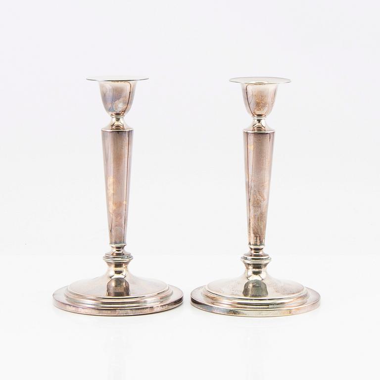 CG Hallberg candlesticks a pair silver Stockholm 1955.