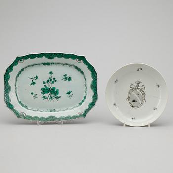 FAT 2 stycken, kompaniporslin, 1700-tal. Kina.