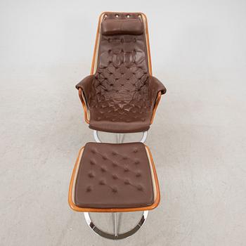 Bruno Mathsson, a Jetson leather armchair and stool dated 2012.