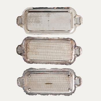 Trays 3 pcs Rococo style silverplate mid-20th century.