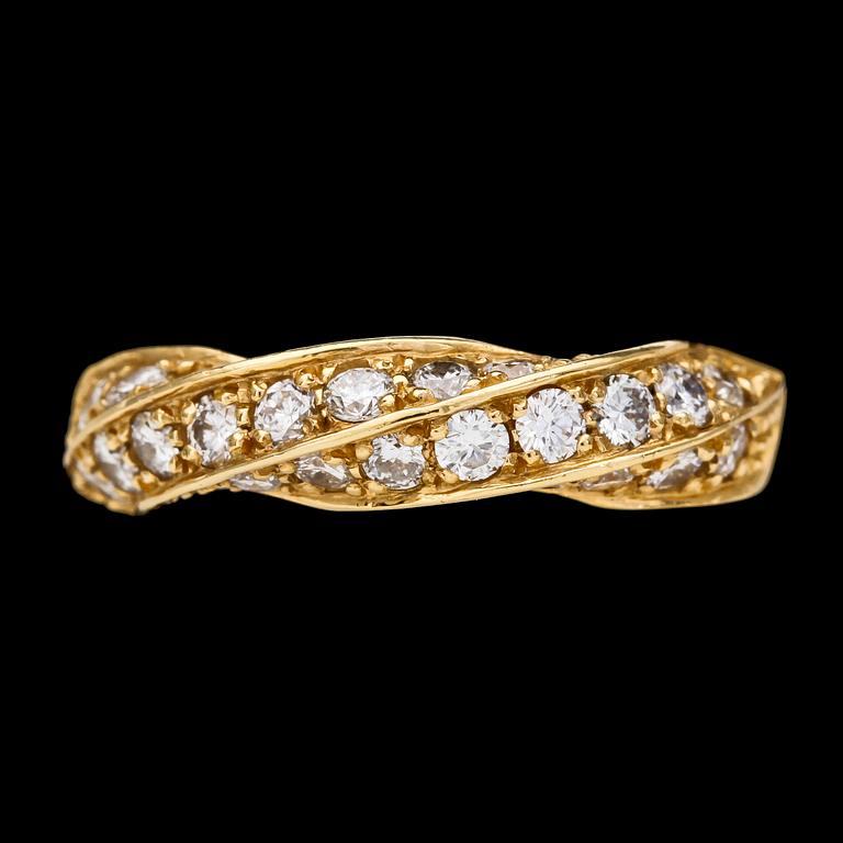 RING, briljantslipade diamanter, tot. 1.00 ct enl gravyr.