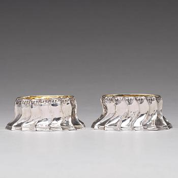 A pair of Swedish 18th century parcel-gilt silver salt cellars, mark of Olof Löfvander, Luleå 1783.