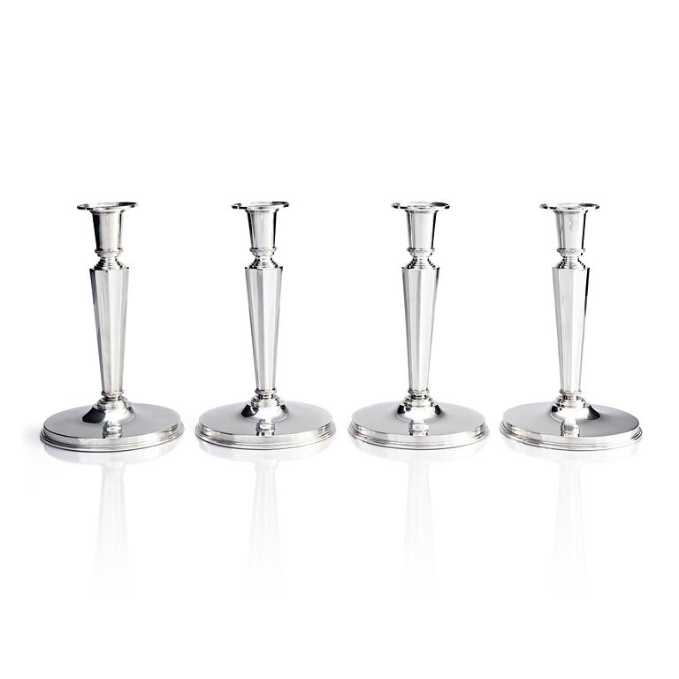 Atelier Borgila, a set of 4 sterling silver candlesticks, Stockholm 1961.