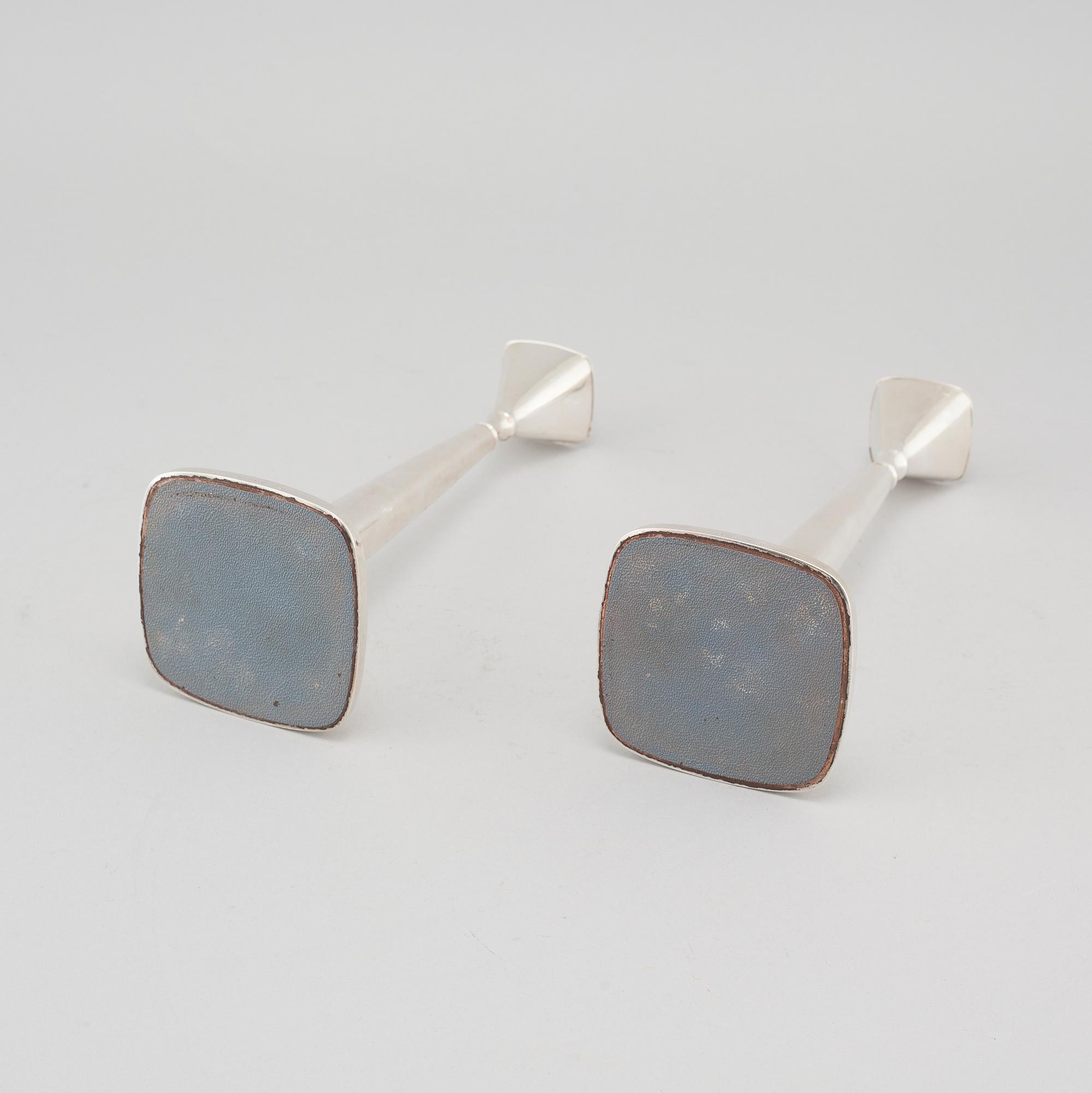 TORE ELDH, ljusstakar, ett par, silver, K&Ec, Göteborg, 1970.