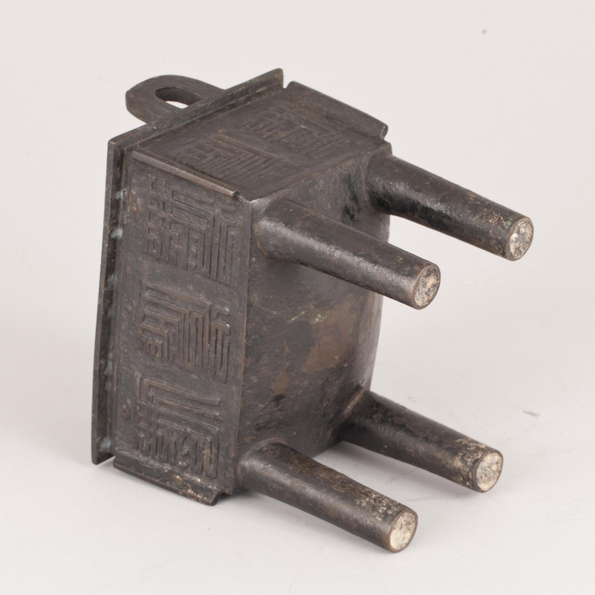 RÖKELSEKAR, brons. Kina. 1800/1900-tal.