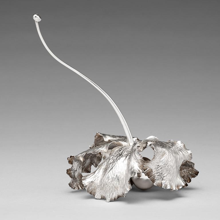 Kristian Nilsson, a sterling perfume flacon in the shape of an orchid, Stockholm 1981.