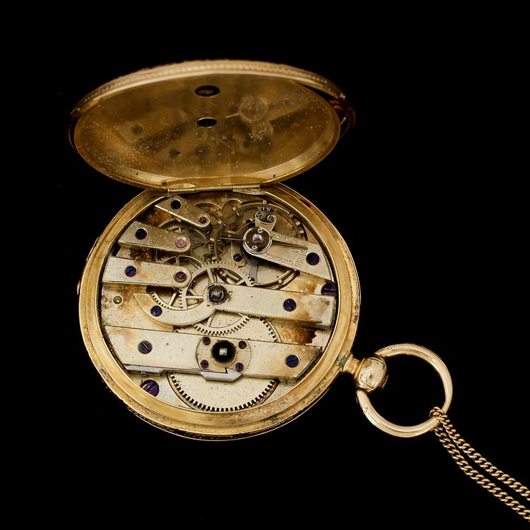 DAMFICKUR, guld 14K, Patek Philippe & Co, Geneve, numr 24686, sent 1800-tal. Vikt ca 40 gram.