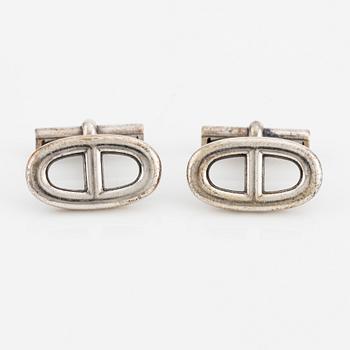 Hermès, cufflinks, one pair, silver.