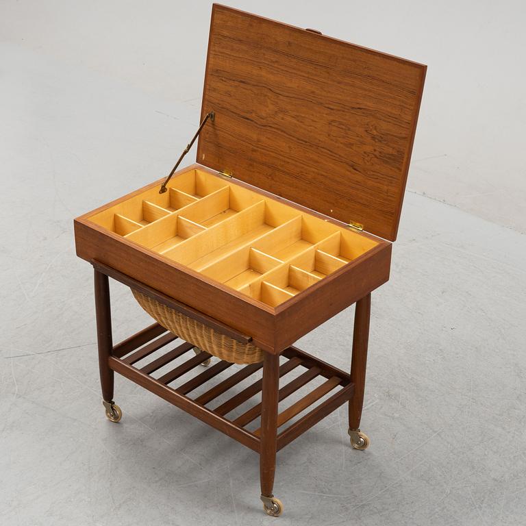 A teak veneered sewing table, 1950's/1960's.