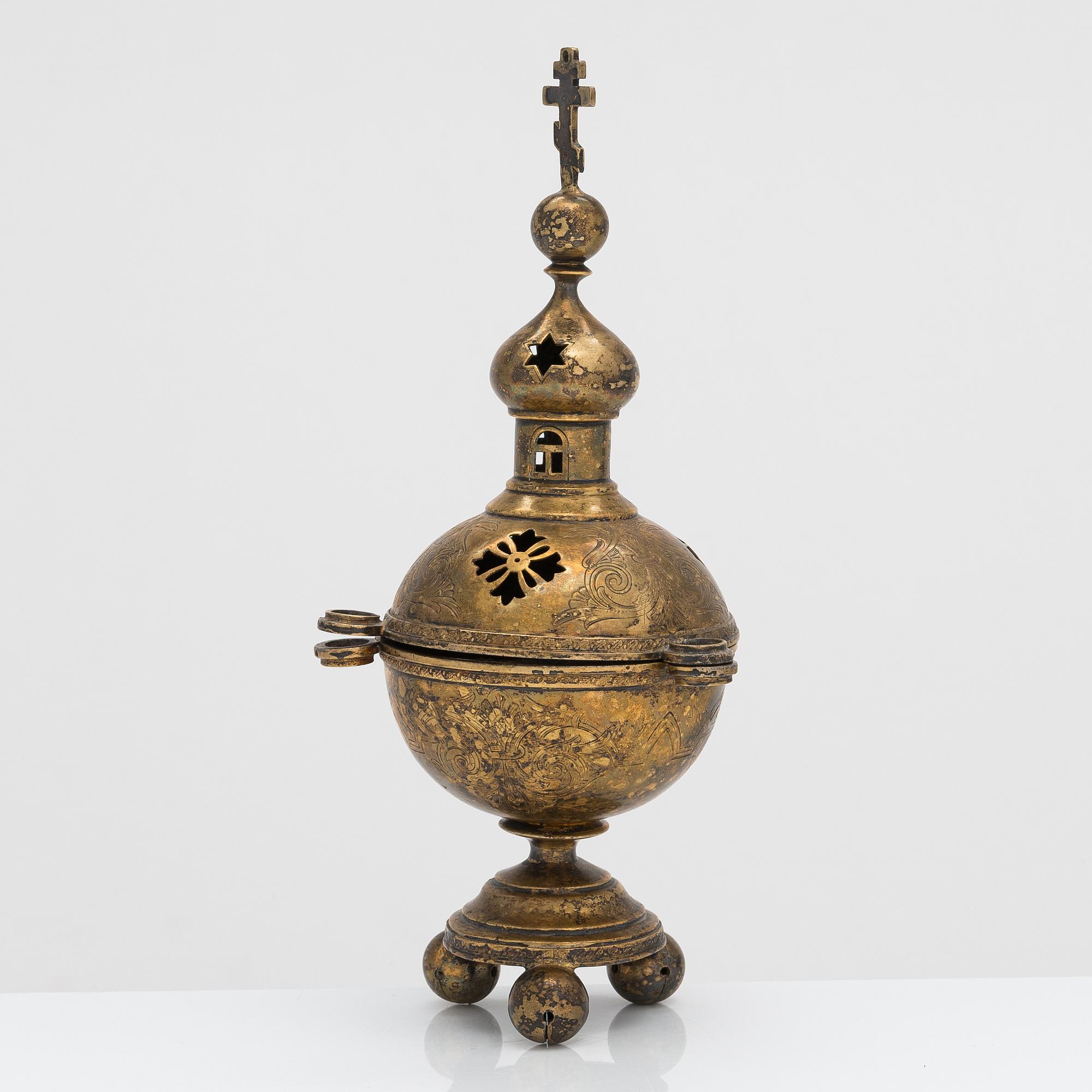 Orthodox gilt silver censer, Moscow 1899-1914.