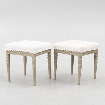 A pair of Gustavian style stools, Sweden, 19th century.