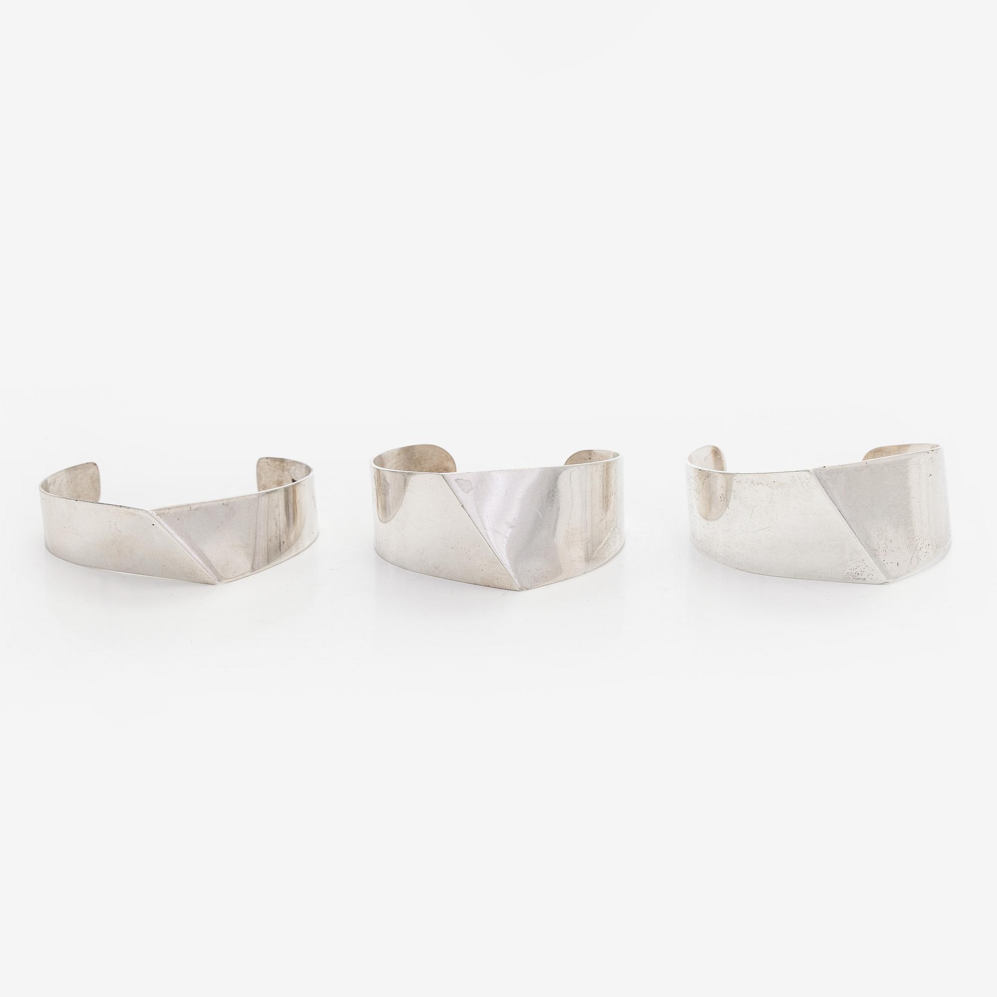 Pekka Piekäinen, bracelets, 3 pcs, silver, Platinoro, 1986-2007.