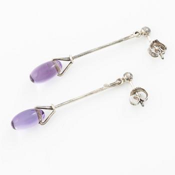 Vivianna Torun Bülow-Hübe, earrings "Dew-drops", silver and amethyst for Georg Jensen.