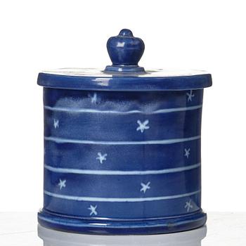 Wilhelm Kåge, two porcelain vases and an earthenware jar with cover, Gustavsberg, Sweden, 1924 and presumably 1930.