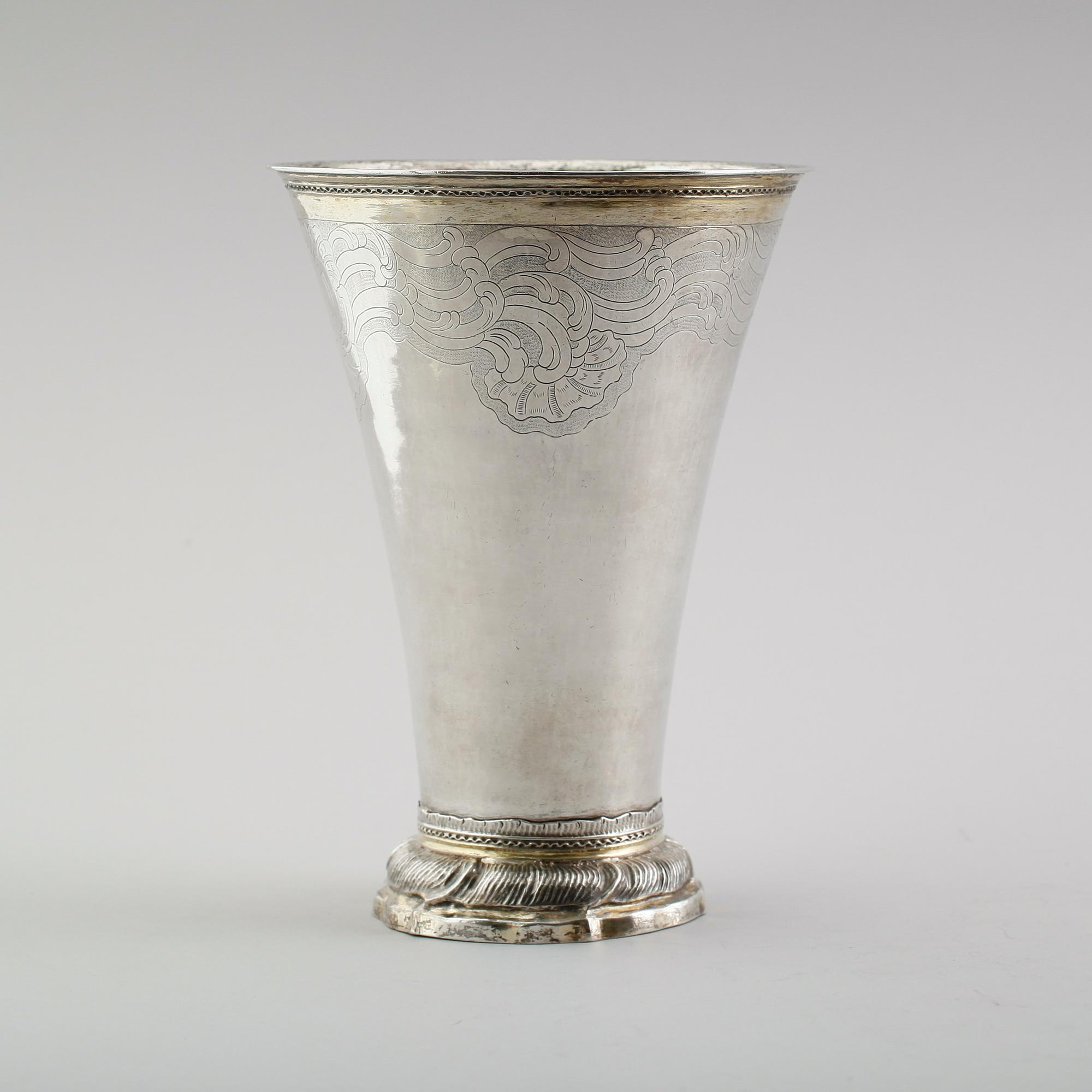 BÄGARE, silver, Jakob Lampa, Stockholm 1764. Vikt ca 413 gram.