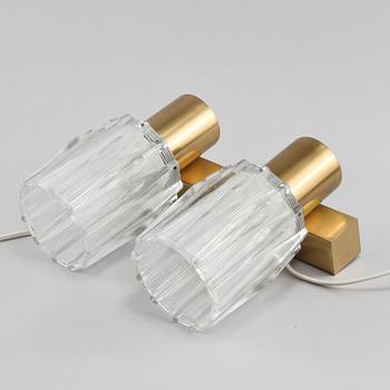 VÄGGLAMPOR, ett par, troligen Orrefors, 1900-talets andra hälft.