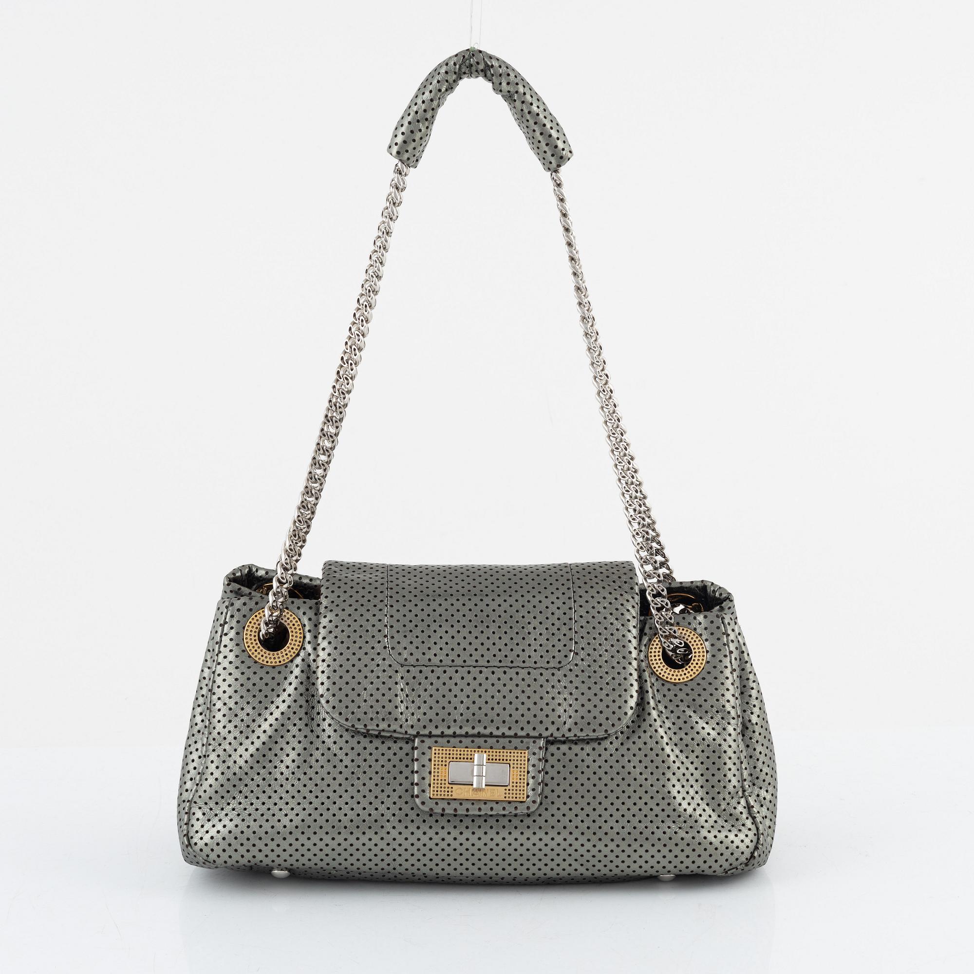 Chanel, a perforated metallic leather bag, 2006-2008.