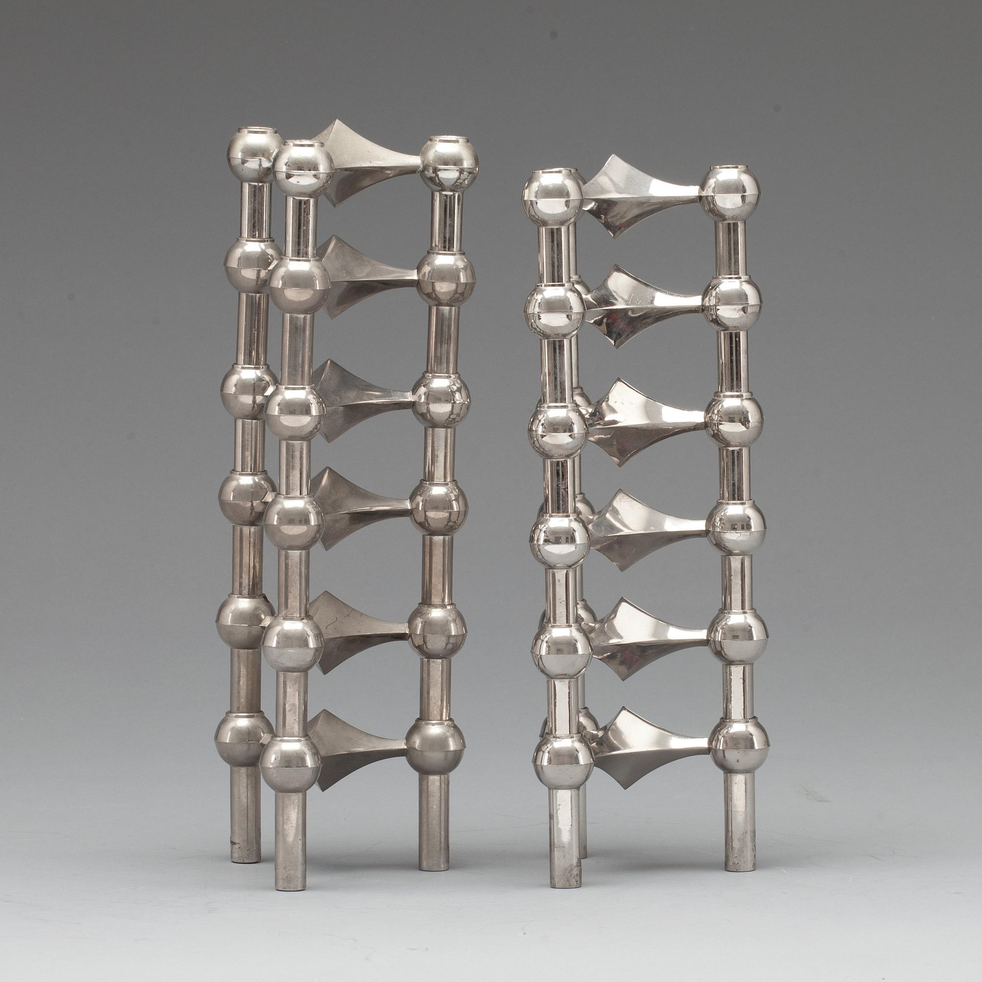 LJUSSTAKAR, 12 delar. Vitmetall, Nagel/BMF Tyskland, 1900-talets andra hälft.