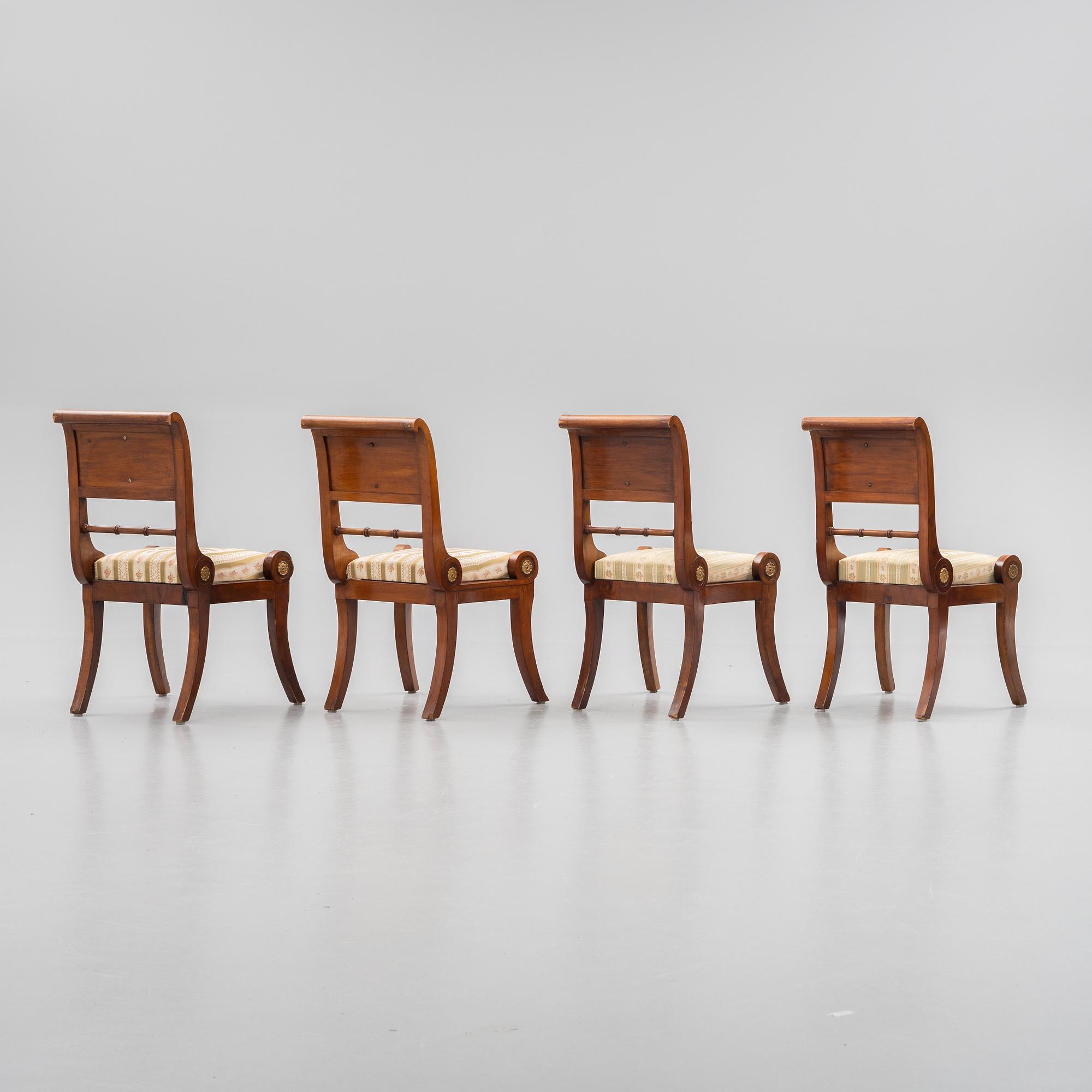 A set of four Swedish Empire chairs, attributed C F Sundvall.