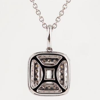 Baguette and brilliant-cut diamond necklace.